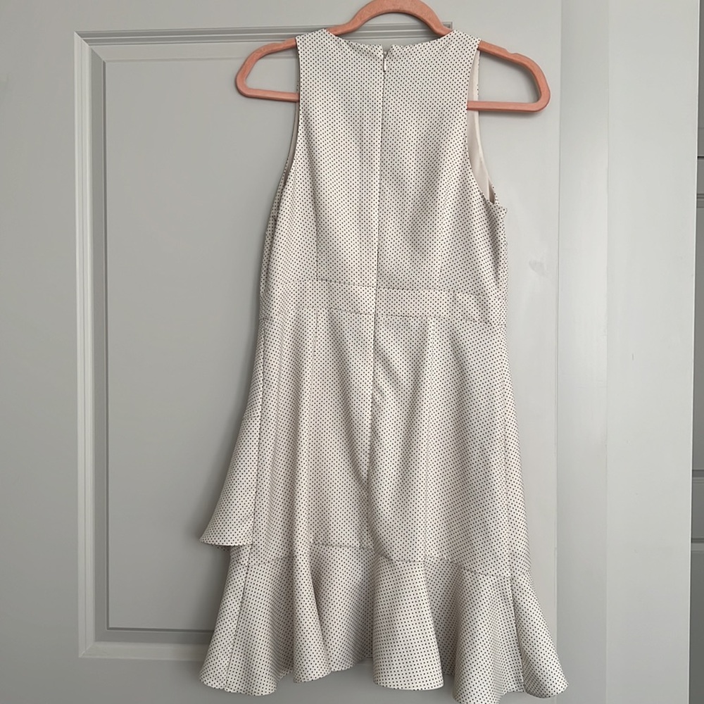 Workwear - Cream polka dot high low dress; sleeveless - Picture 3 of 3